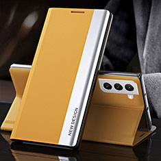 Custodia Portafoglio In Pelle Cover con Supporto L01 per Samsung Galaxy S21 FE 5G Giallo