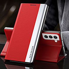 Custodia Portafoglio In Pelle Cover con Supporto L01 per Samsung Galaxy S21 FE 5G Rosso