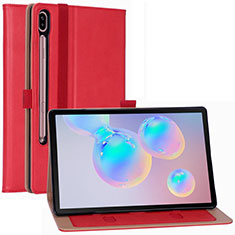 Custodia Portafoglio In Pelle Cover con Supporto L01 per Samsung Galaxy Tab S6 10.5 SM-T860 Rosso