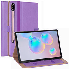 Custodia Portafoglio In Pelle Cover con Supporto L01 per Samsung Galaxy Tab S6 10.5 SM-T860 Viola