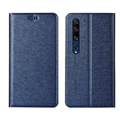 Custodia Portafoglio In Pelle Cover con Supporto L01 per Xiaomi Mi 10 Blu