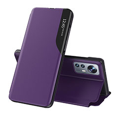 Custodia Portafoglio In Pelle Cover con Supporto L01 per Xiaomi Mi 12 Pro 5G Viola