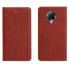 Custodia Portafoglio In Pelle Cover con Supporto L01 per Xiaomi Redmi K30 Pro 5G Marrone