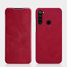 Custodia Portafoglio In Pelle Cover con Supporto L01 per Xiaomi Redmi Note 8 (2021) Rosso