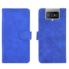 Custodia Portafoglio In Pelle Cover con Supporto L01Z per Asus ZenFone 8 Flip ZS672KS Blu