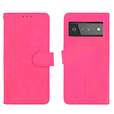 Custodia Portafoglio In Pelle Cover con Supporto L01Z per Google Pixel 6 5G Rosa Caldo