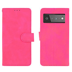 Custodia Portafoglio In Pelle Cover con Supporto L01Z per Google Pixel 6 Pro 5G Rosa Caldo