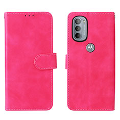 Custodia Portafoglio In Pelle Cover con Supporto L01Z per Motorola Moto G41 Rosa Caldo