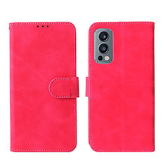 Custodia Portafoglio In Pelle Cover con Supporto L01Z per OnePlus Nord 2 5G Rosa Caldo