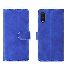 Custodia Portafoglio In Pelle Cover con Supporto L01Z per Samsung Galaxy A02 Blu