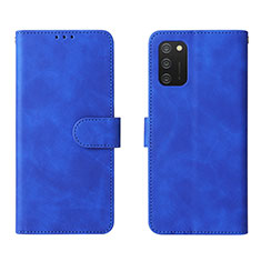 Custodia Portafoglio In Pelle Cover con Supporto L01Z per Samsung Galaxy A02s Blu