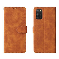 Custodia Portafoglio In Pelle Cover con Supporto L01Z per Samsung Galaxy A02s Marrone