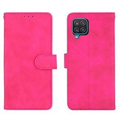 Custodia Portafoglio In Pelle Cover con Supporto L01Z per Samsung Galaxy A12 Nacho Rosa Caldo