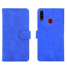 Custodia Portafoglio In Pelle Cover con Supporto L01Z per Samsung Galaxy A20s Blu