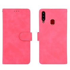 Custodia Portafoglio In Pelle Cover con Supporto L01Z per Samsung Galaxy A20s Rosa Caldo
