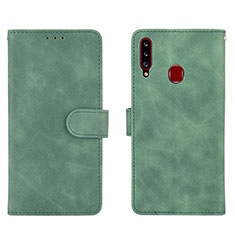 Custodia Portafoglio In Pelle Cover con Supporto L01Z per Samsung Galaxy A20s Verde