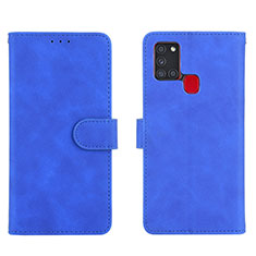 Custodia Portafoglio In Pelle Cover con Supporto L01Z per Samsung Galaxy A21s Blu