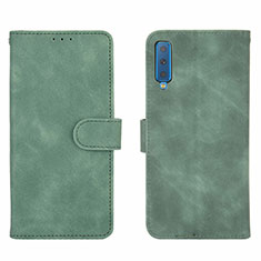 Custodia Portafoglio In Pelle Cover con Supporto L01Z per Samsung Galaxy A7 (2018) A750 Verde