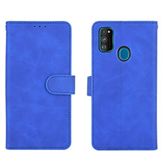 Custodia Portafoglio In Pelle Cover con Supporto L01Z per Samsung Galaxy M21 Blu