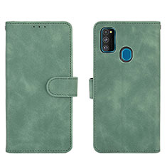 Custodia Portafoglio In Pelle Cover con Supporto L01Z per Samsung Galaxy M30s Verde