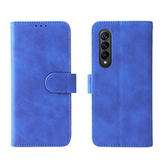 Custodia Portafoglio In Pelle Cover con Supporto L01Z per Samsung Galaxy Z Fold3 5G Blu