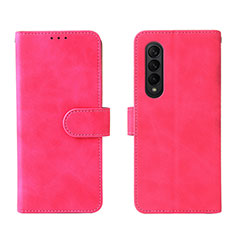 Custodia Portafoglio In Pelle Cover con Supporto L01Z per Samsung Galaxy Z Fold3 5G Rosa Caldo