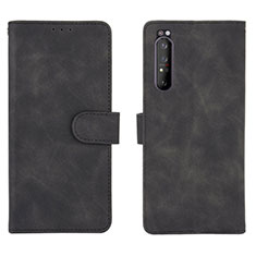 Custodia Portafoglio In Pelle Cover con Supporto L01Z per Sony Xperia 1 II Nero