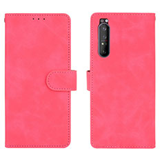 Custodia Portafoglio In Pelle Cover con Supporto L01Z per Sony Xperia 1 II Rosa Caldo