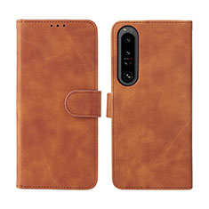 Custodia Portafoglio In Pelle Cover con Supporto L01Z per Sony Xperia 1 IV Marrone