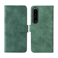 Custodia Portafoglio In Pelle Cover con Supporto L01Z per Sony Xperia 1 IV Verde