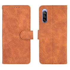 Custodia Portafoglio In Pelle Cover con Supporto L01Z per Sony Xperia 10 III Lite Marrone