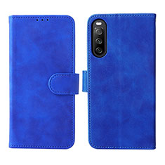 Custodia Portafoglio In Pelle Cover con Supporto L01Z per Sony Xperia 10 IV Blu