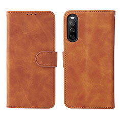 Custodia Portafoglio In Pelle Cover con Supporto L01Z per Sony Xperia 10 IV SO-52C Marrone