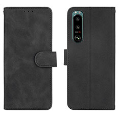 Custodia Portafoglio In Pelle Cover con Supporto L01Z per Sony Xperia 5 III Nero