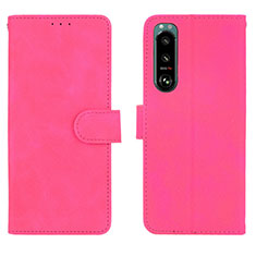 Custodia Portafoglio In Pelle Cover con Supporto L01Z per Sony Xperia 5 III SO-53B Rosa Caldo