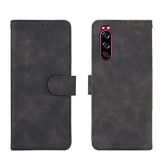 Custodia Portafoglio In Pelle Cover con Supporto L01Z per Sony Xperia 5 Nero