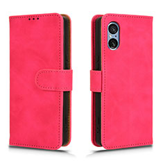 Custodia Portafoglio In Pelle Cover con Supporto L01Z per Sony Xperia 5 V Rosa Caldo