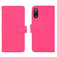 Custodia Portafoglio In Pelle Cover con Supporto L01Z per Sony Xperia Ace II SO-41B Rosa Caldo