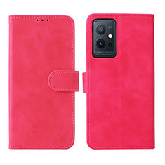 Custodia Portafoglio In Pelle Cover con Supporto L01Z per Vivo iQOO Z6 5G Rosa Caldo