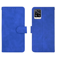 Custodia Portafoglio In Pelle Cover con Supporto L01Z per Vivo V20 (2021) Blu