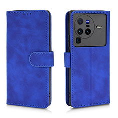 Custodia Portafoglio In Pelle Cover con Supporto L01Z per Vivo X80 Pro 5G Blu