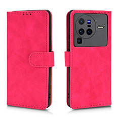Custodia Portafoglio In Pelle Cover con Supporto L01Z per Vivo X80 Pro 5G Rosa Caldo