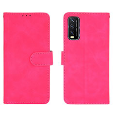 Custodia Portafoglio In Pelle Cover con Supporto L01Z per Vivo Y12G Rosa Caldo