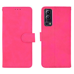 Custodia Portafoglio In Pelle Cover con Supporto L01Z per Vivo Y75s 5G Rosa Caldo