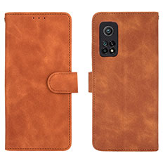 Custodia Portafoglio In Pelle Cover con Supporto L01Z per Xiaomi Mi 10T 5G Marrone