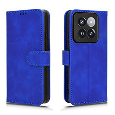 Custodia Portafoglio In Pelle Cover con Supporto L01Z per Xiaomi Mi 14 Pro 5G Blu