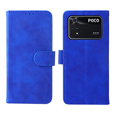 Custodia Portafoglio In Pelle Cover con Supporto L01Z per Xiaomi Poco M4 Pro 4G Blu