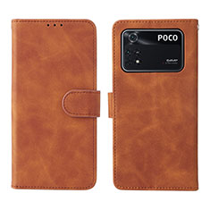 Custodia Portafoglio In Pelle Cover con Supporto L01Z per Xiaomi Poco M4 Pro 4G Marrone