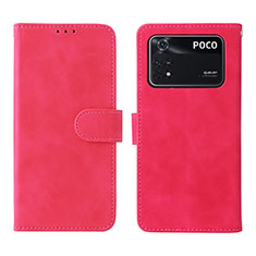 Custodia Portafoglio In Pelle Cover con Supporto L01Z per Xiaomi Poco M4 Pro 4G Rosa Caldo