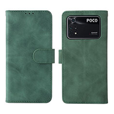 Custodia Portafoglio In Pelle Cover con Supporto L01Z per Xiaomi Poco M4 Pro 4G Verde